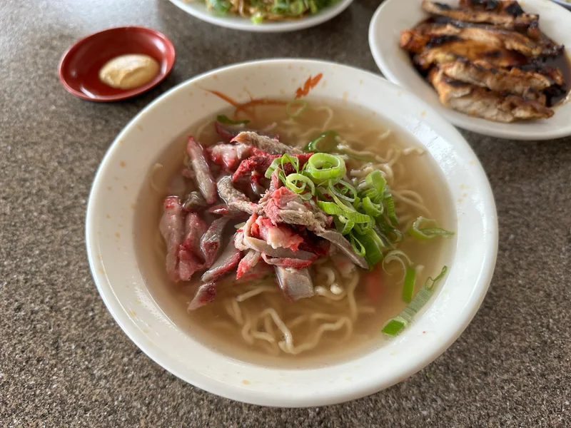 Saimin topped with char siu and green onions at Sekiya’s in Honolulu.